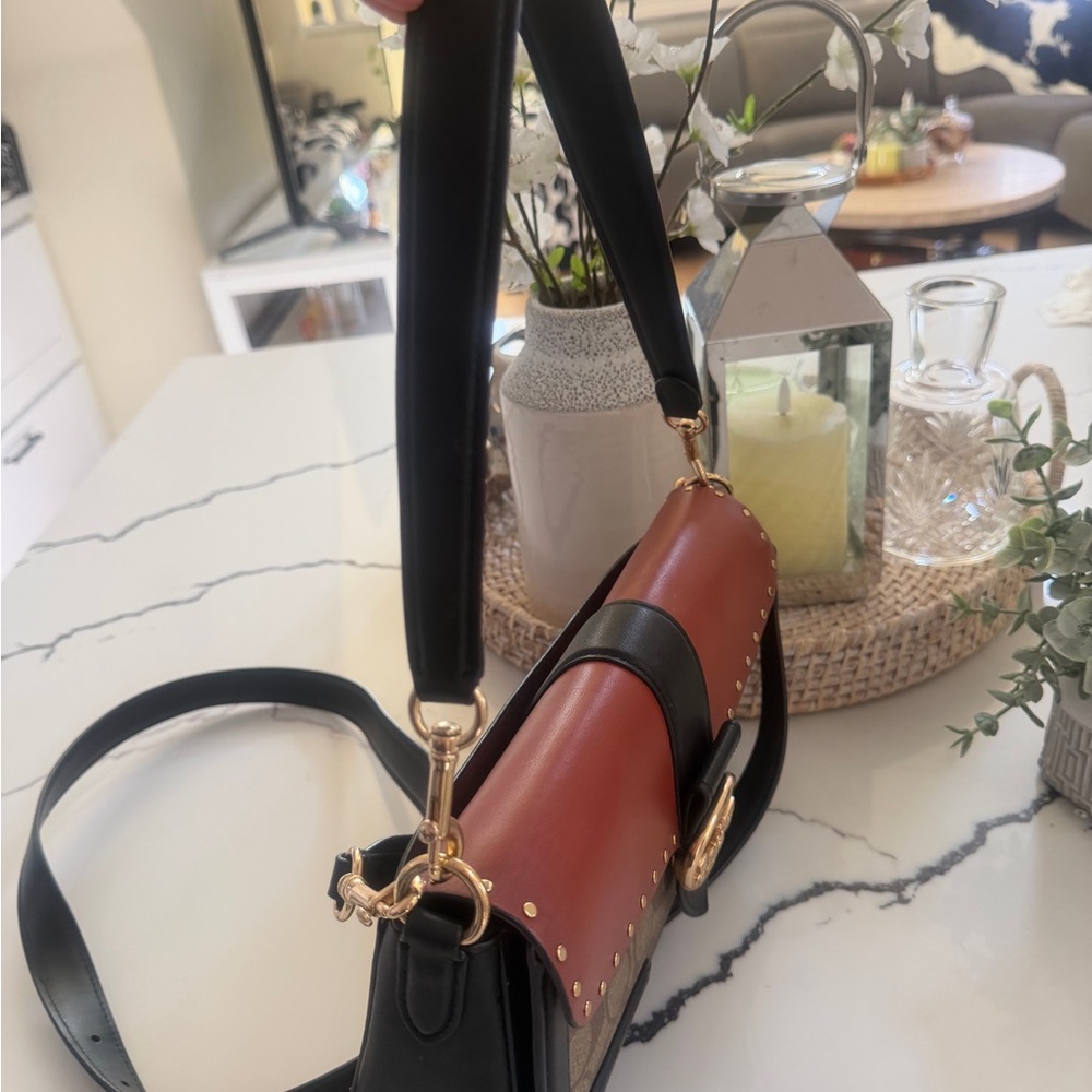 Coach Red and Brown Clutch with Black Accents - Picture 10 of 10